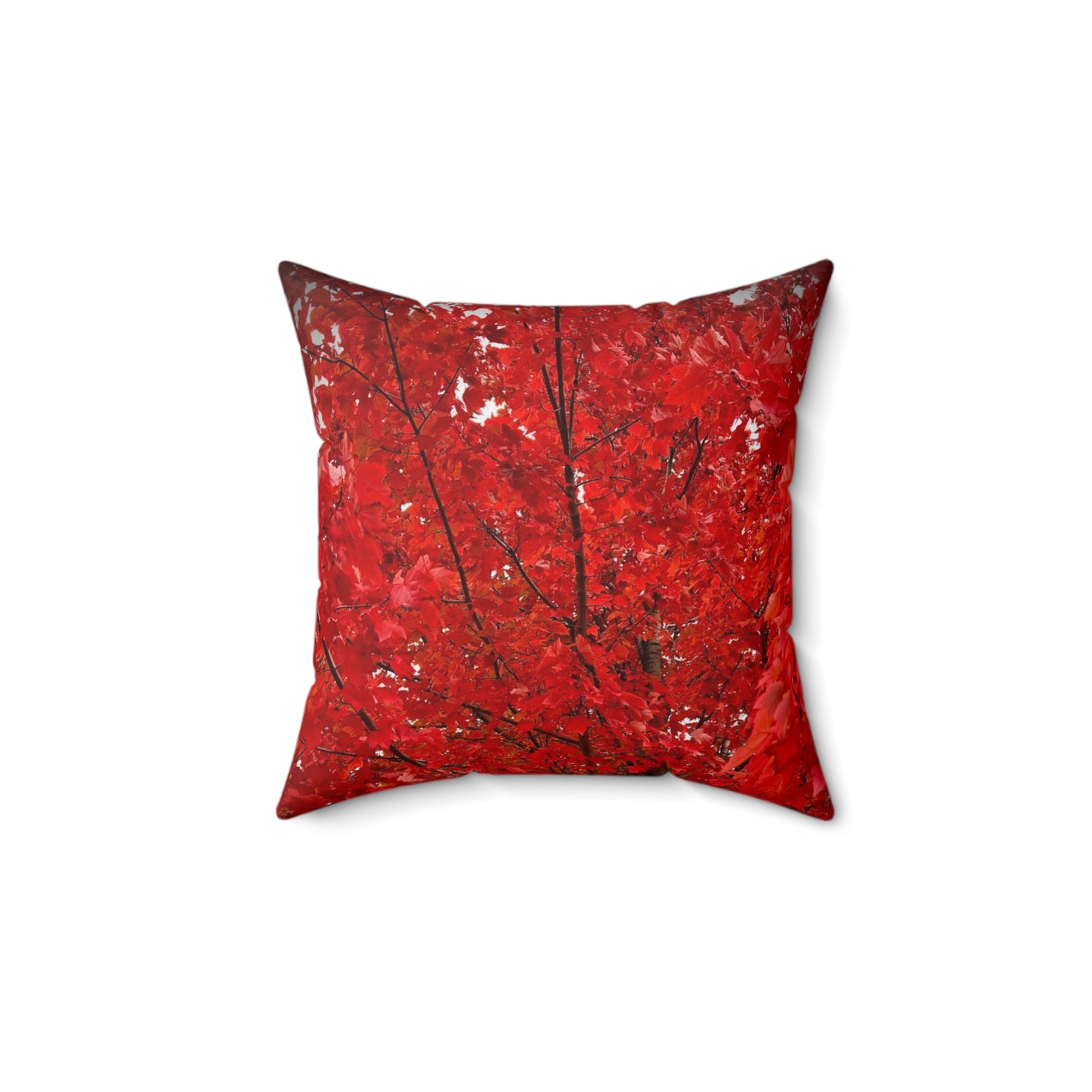 Fire Tree Spun Polyester Square Pillow (Custom Creations By Catelyn) RED