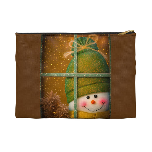 Peek A Boo Snowman Accessory Pouch (SP Photography Collection) BROWN