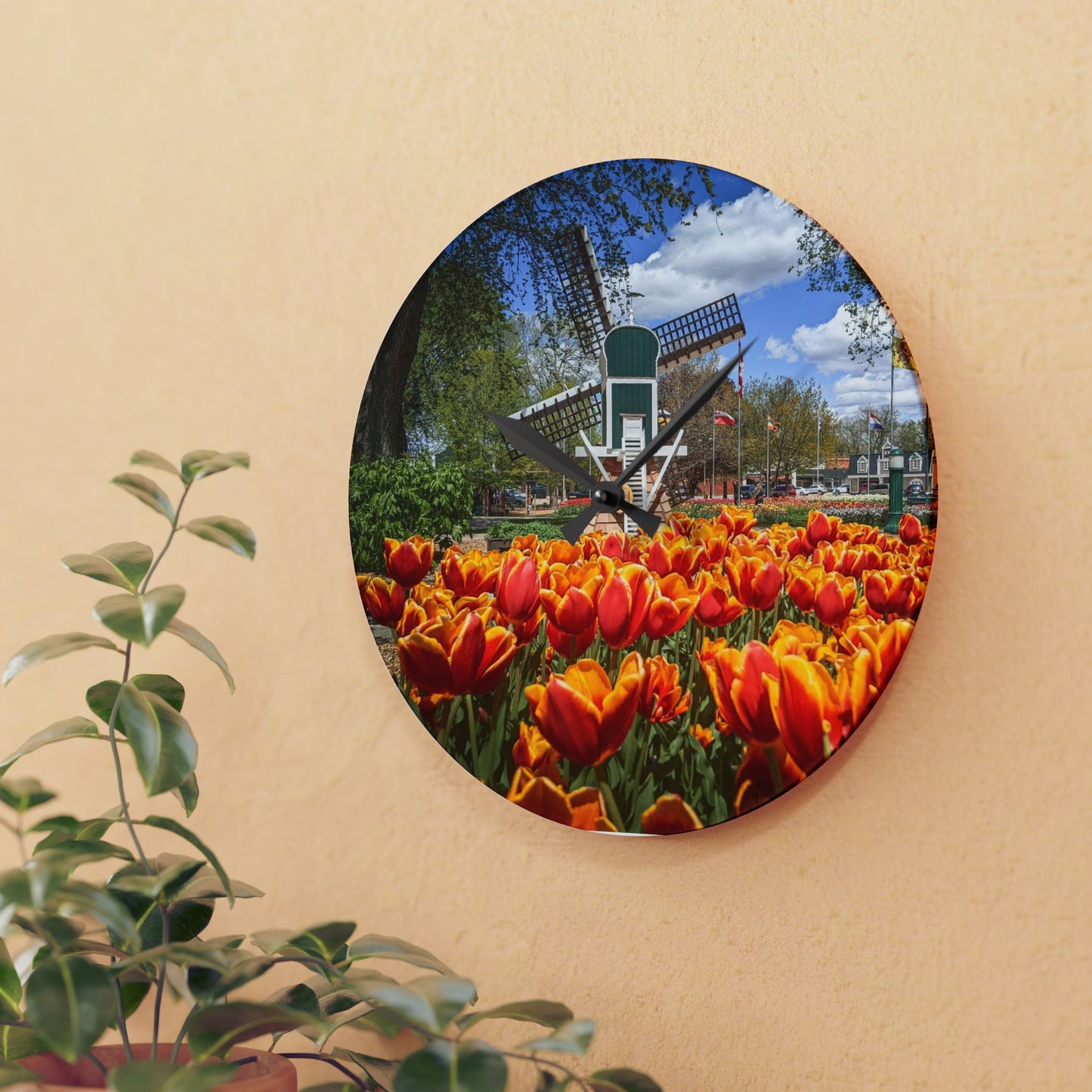 Windmill Garden Acrylic Wall Clock (SP Photography Collection)