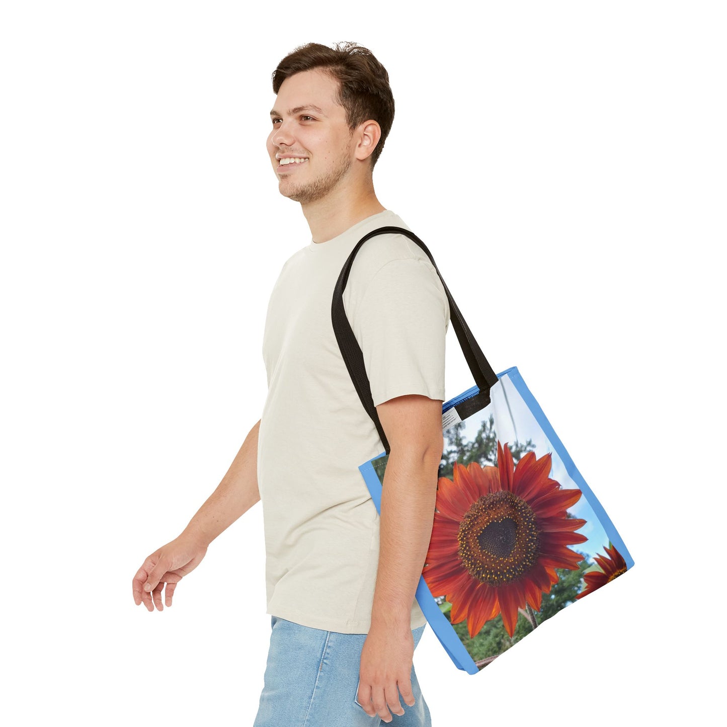 Heart Sunflower Tote Bag (Enchanted Exposures By Tammy Lyne) BLUE