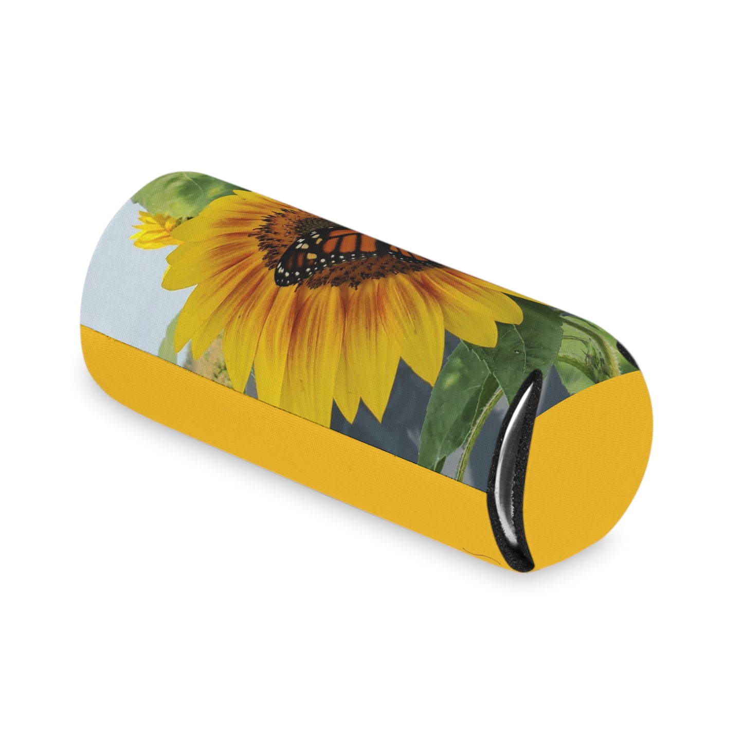 Happy Sunflower Slim Can Cooler Sleeve (Enchanted Exposures By Tammy Lyne) YELLOW