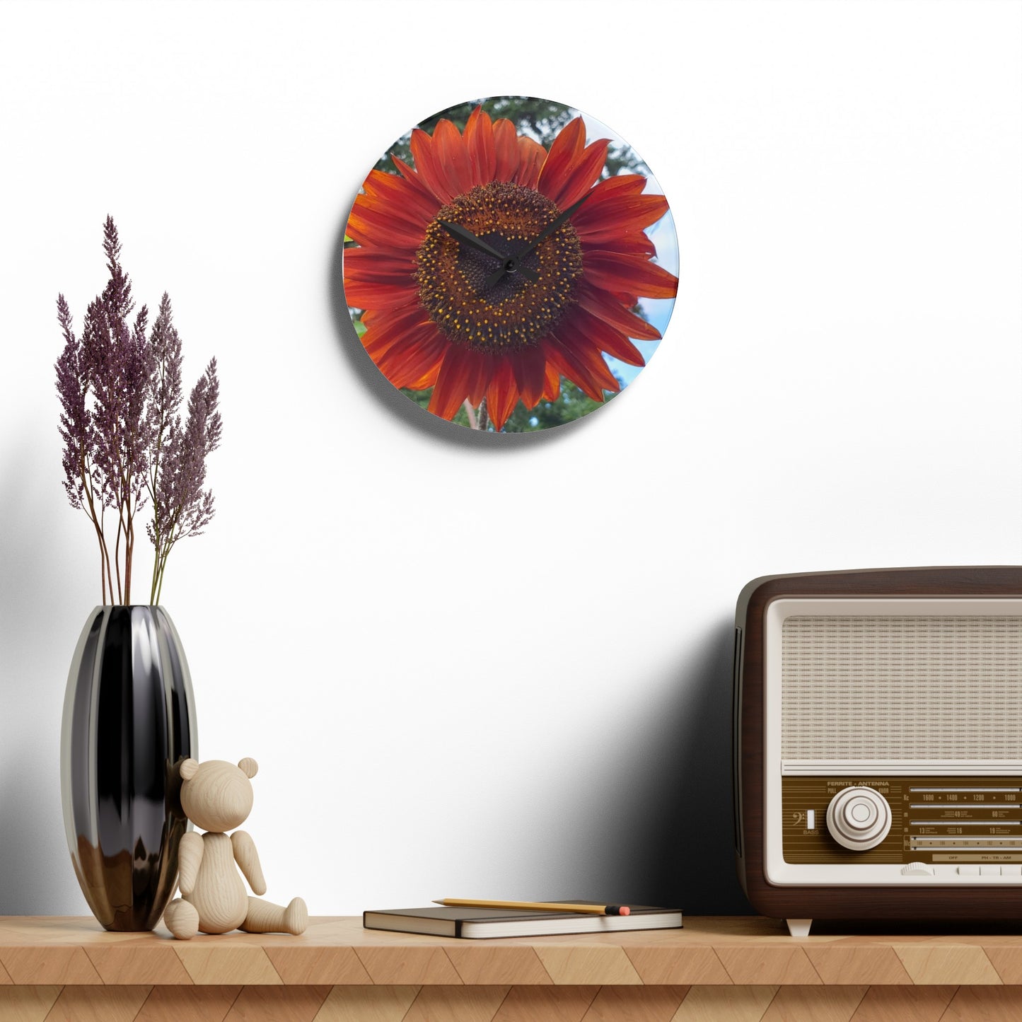 Heart Sunflower Acrylic Wall Clock(Enchanted Exposures By Tammy Lyne)