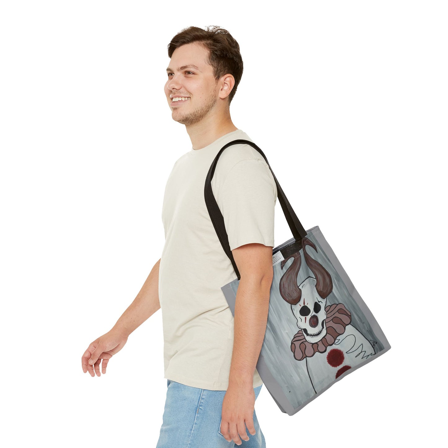 Toby The Clown Tote Bag (Peculiar Paintings Collection) LIGHT GRAY