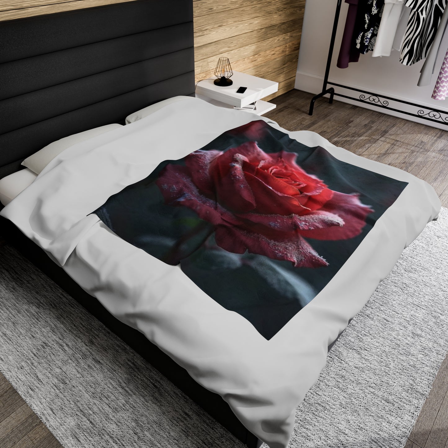 Frosty Rose Velveteen Plush Blanket (ai B & J Collections)