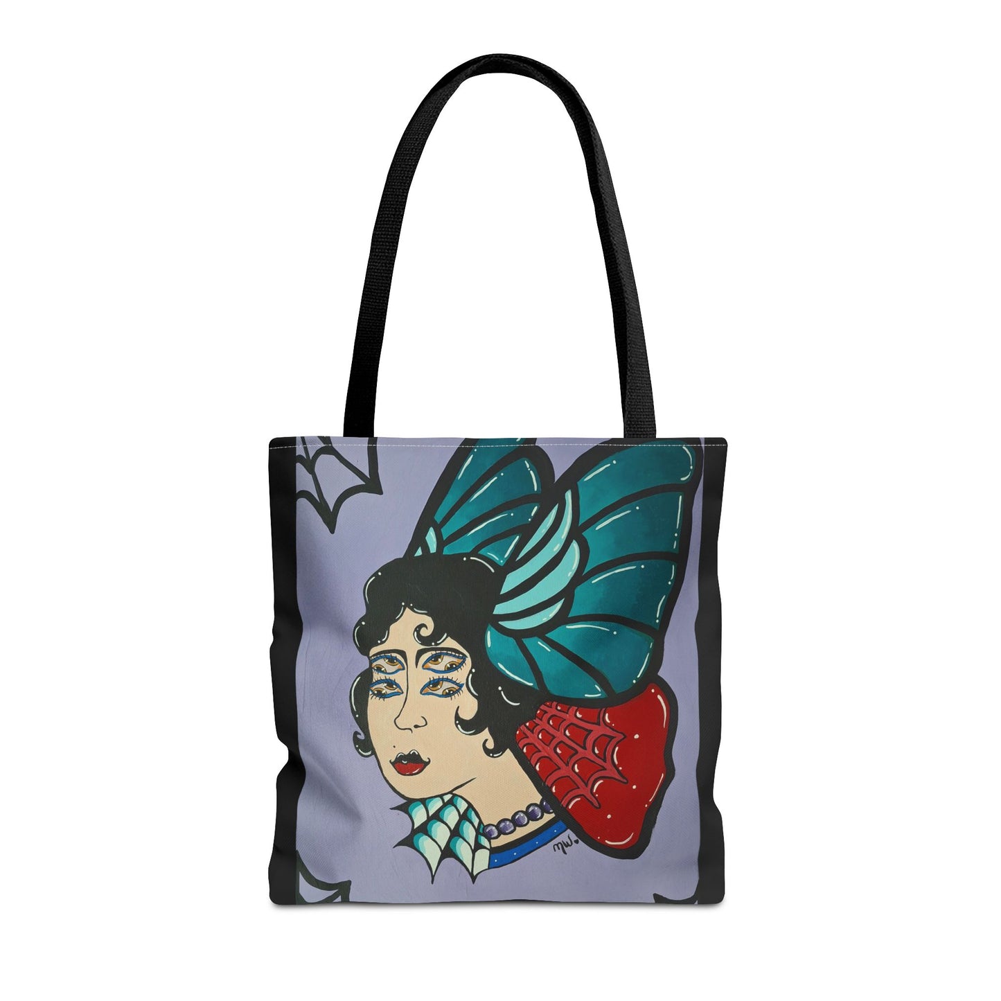 Lady Flutter Tote Bag (Peculiar Paintings Collection) BLACK