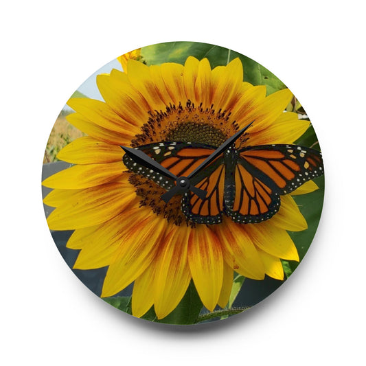 Happy Sunflower Acrylic Wall Clock (Enchanted Exposures By Tammy Lyne Collection)