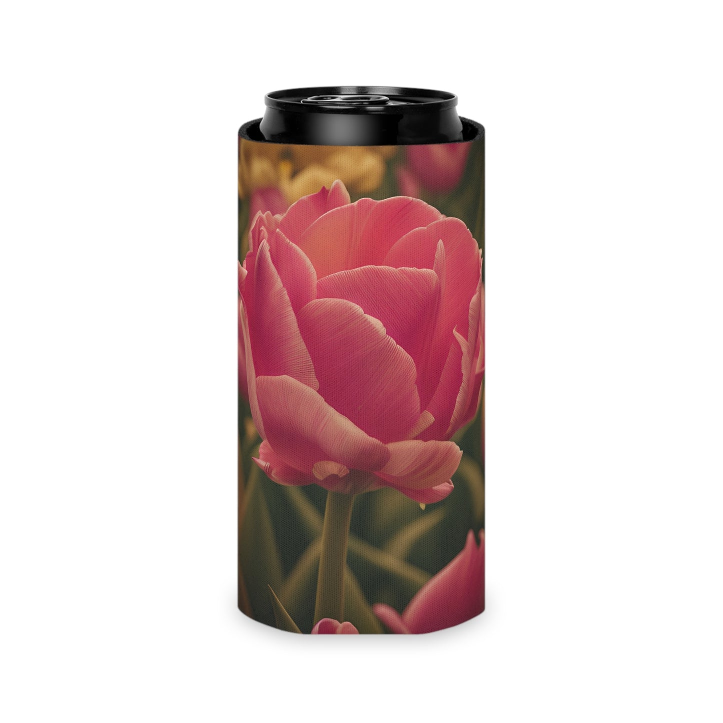 Pink Buttercup Slim Can Cooler Sleeve (SP Photography Collection) BLACK