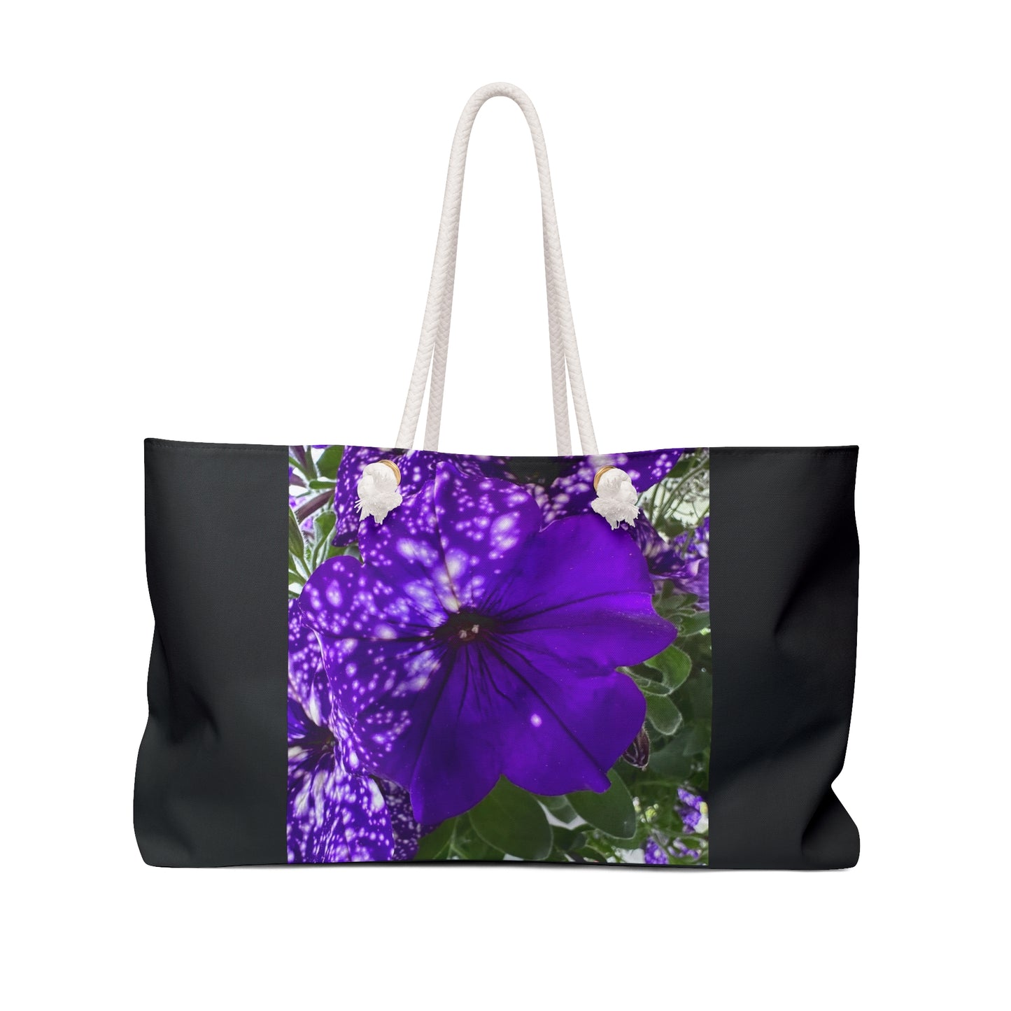 Purple Flower Weekender Bag (Custom Creations By Catelyn) BLACK