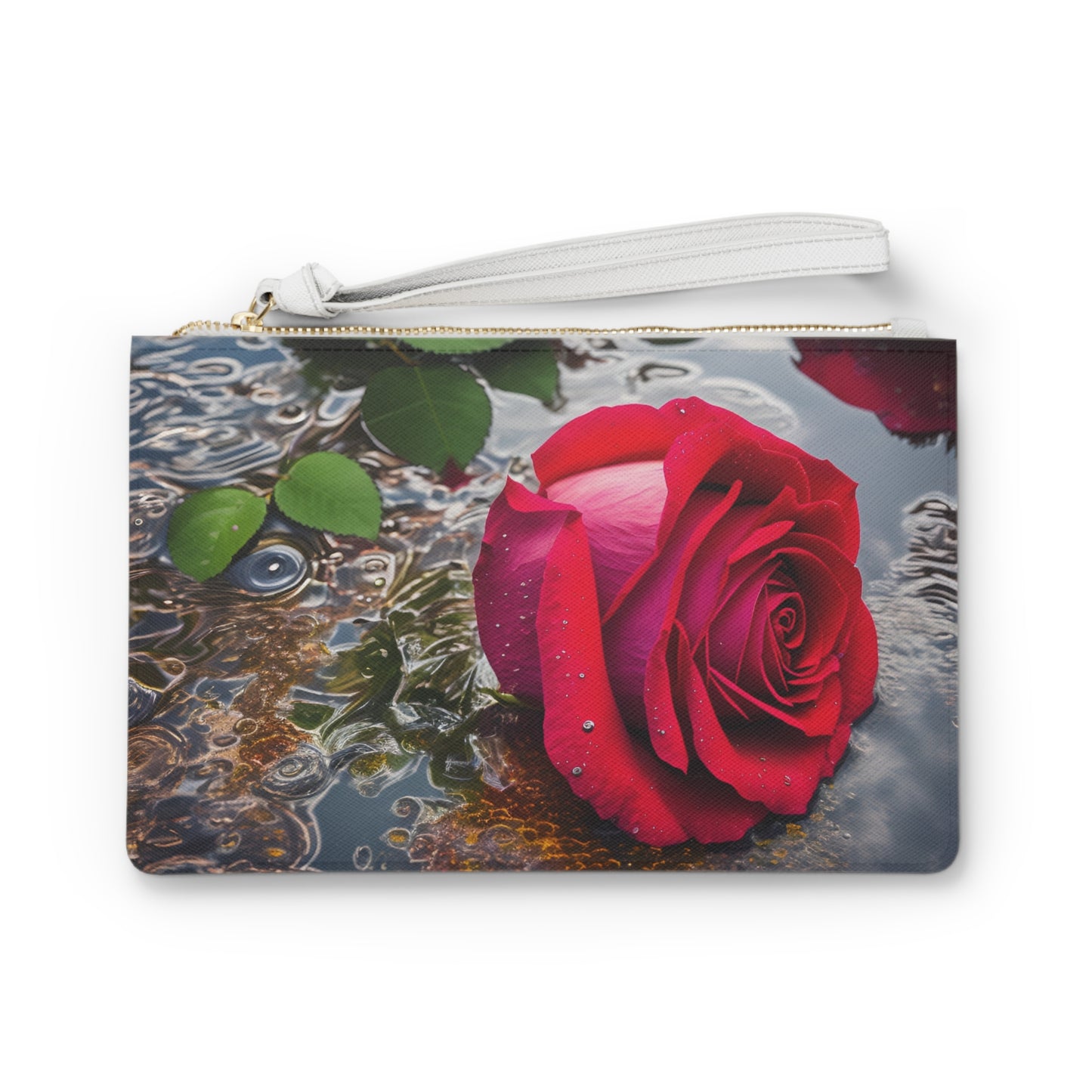 Red Rose Large Clutch Bag (SP Photography Collection) BLACK