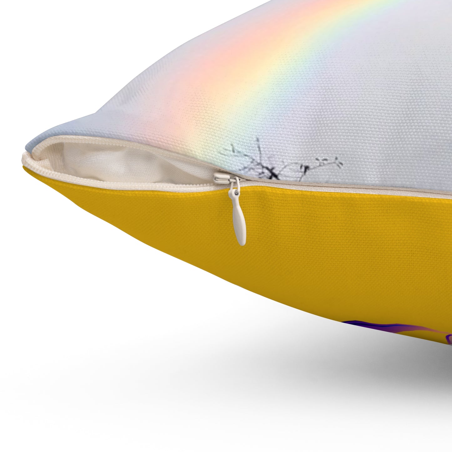 Rainbow Spun Polyester Square Pillow (Enchanted Exposures By Tammy Lyne ) YELLOW