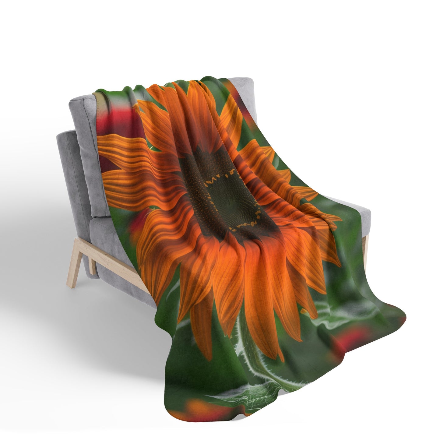 Orange Sunflower Fleece Sherpa Blanket (SP Photography Collection)