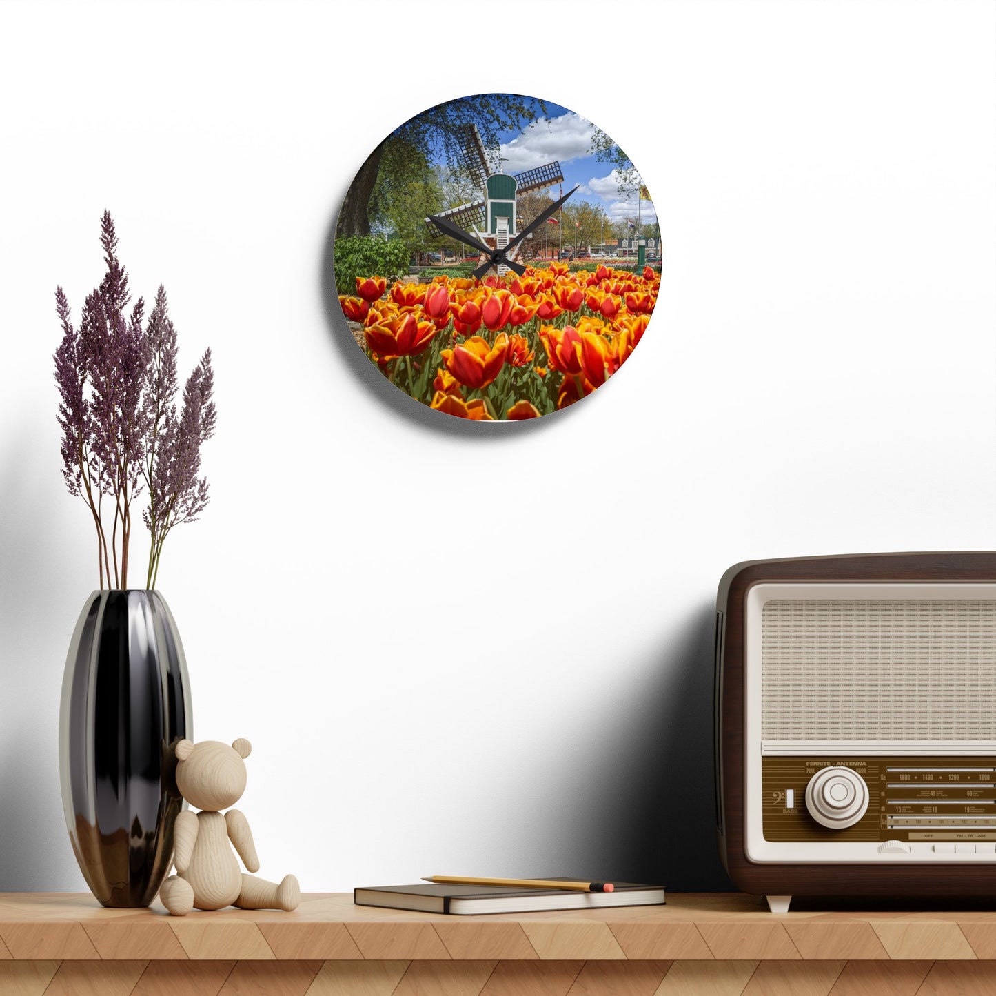 Windmill Garden Acrylic Wall Clock (SP Photography Collection)