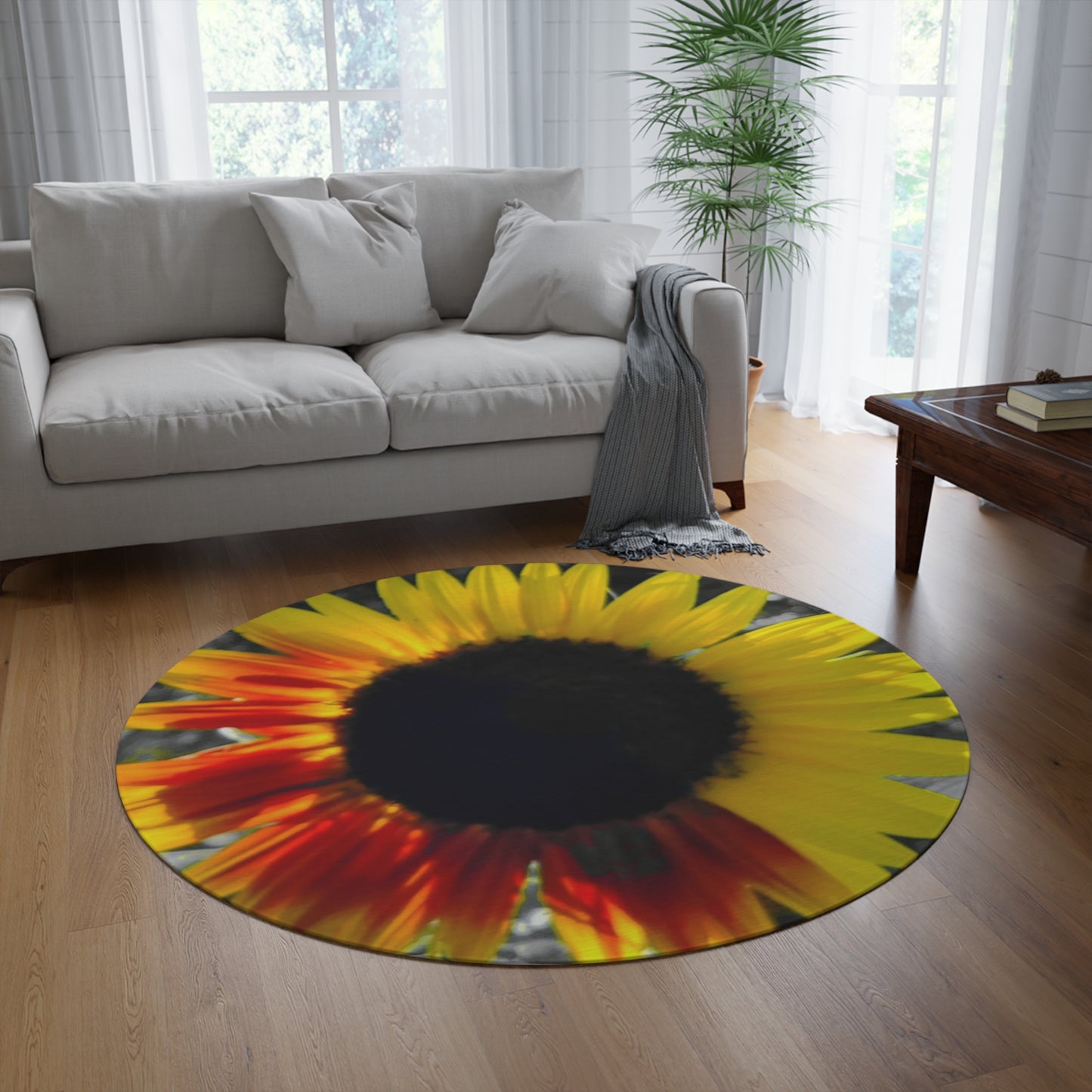 Mixed Sunflower Round Rug (Enchanted Exposures by Tammy Lyne)