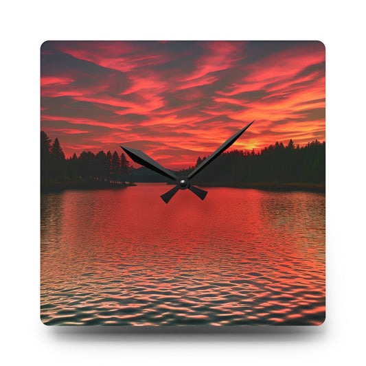 Red Sunset Wall Clock (SP Photography Collection)