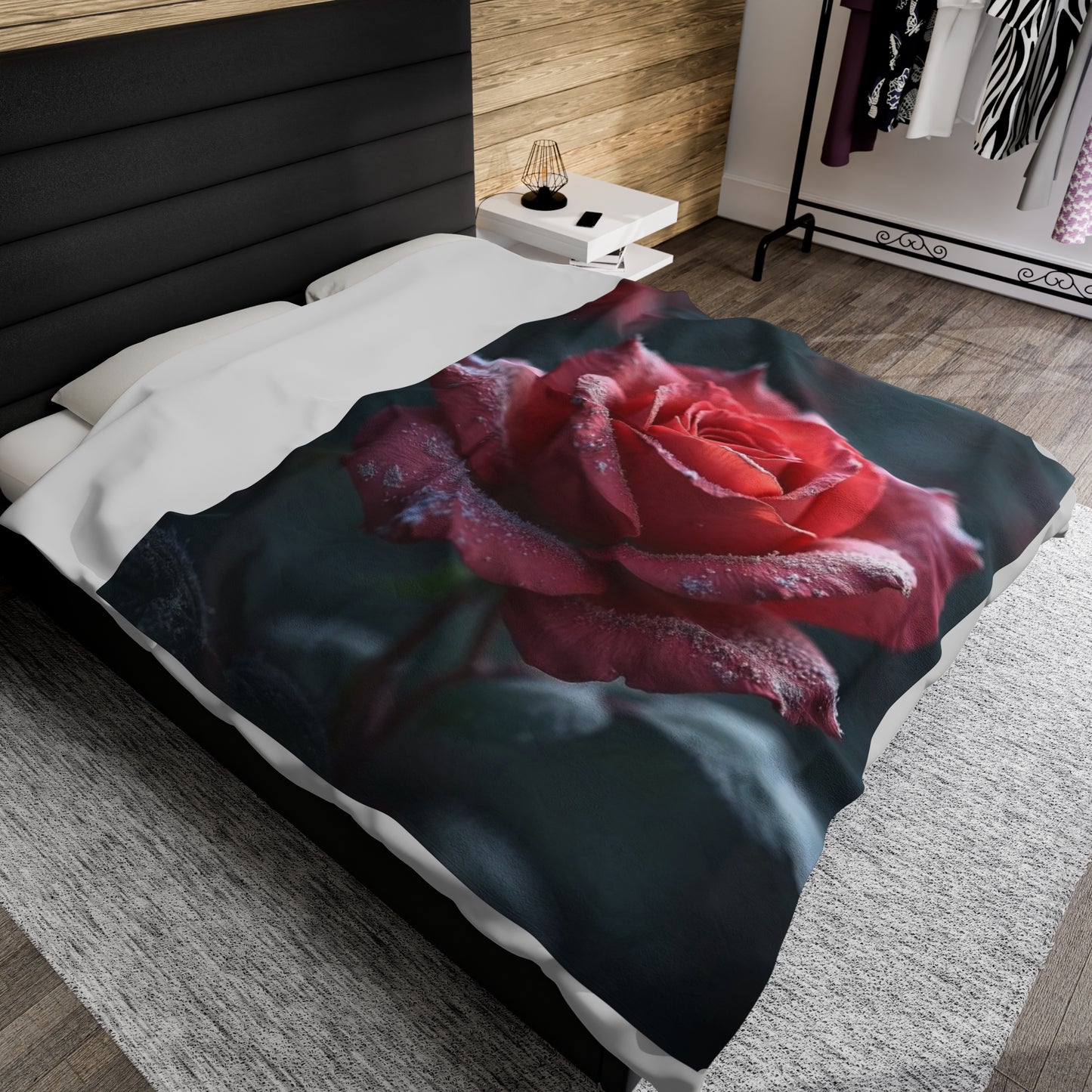 Frosty Rose Velveteen Plush Blanket (ai B & J Collections)