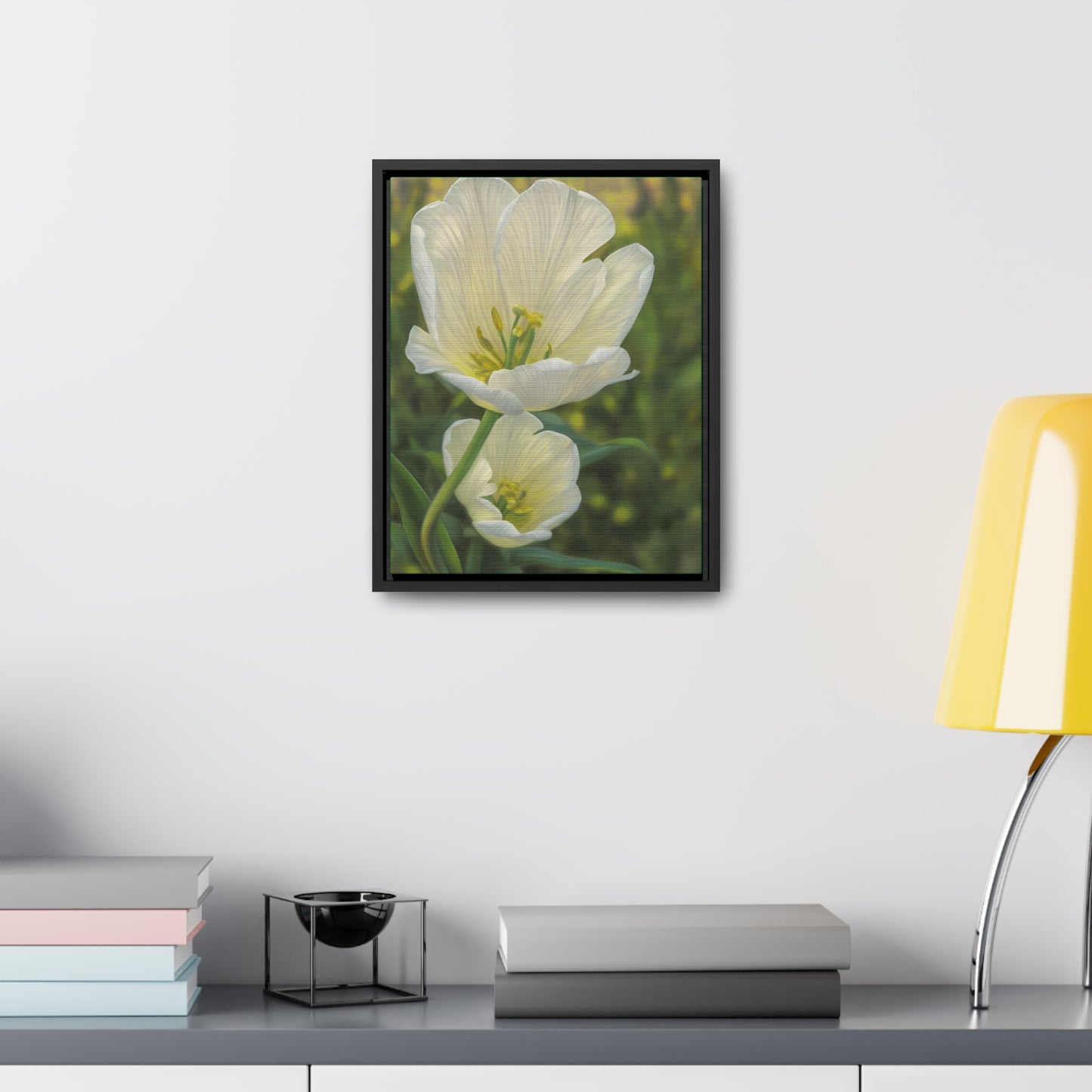 White Tulip Canvas Wraps, Vertical Frame (SP Photography Collection)