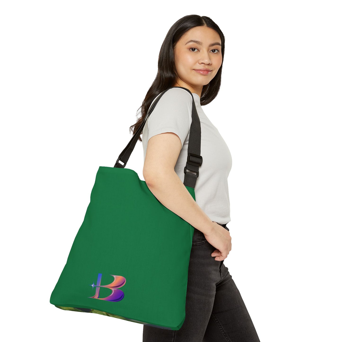 Happy Sunflower Adjustable Tote Bag (Enchanted Exposures By Tammy Lyne) GREEN