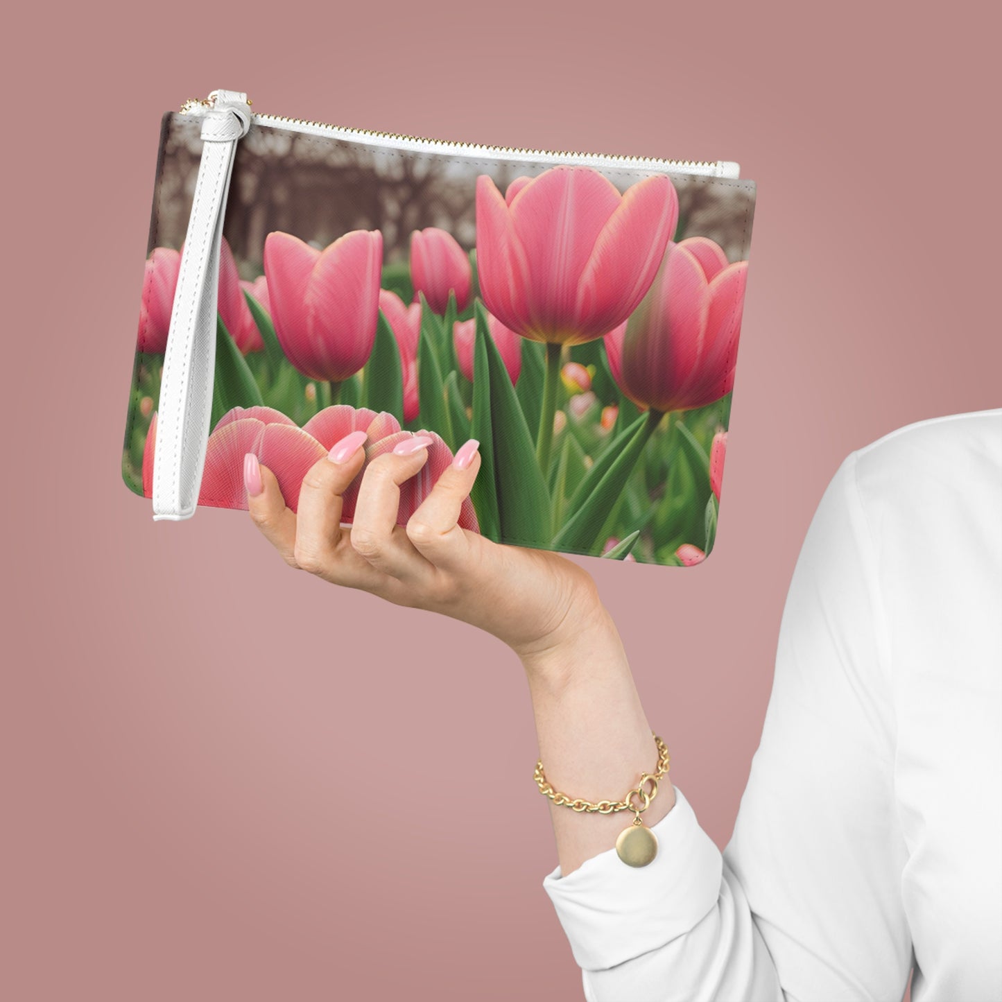 Tulips Large Clutch Bag (SP Photography Collection) GREEN