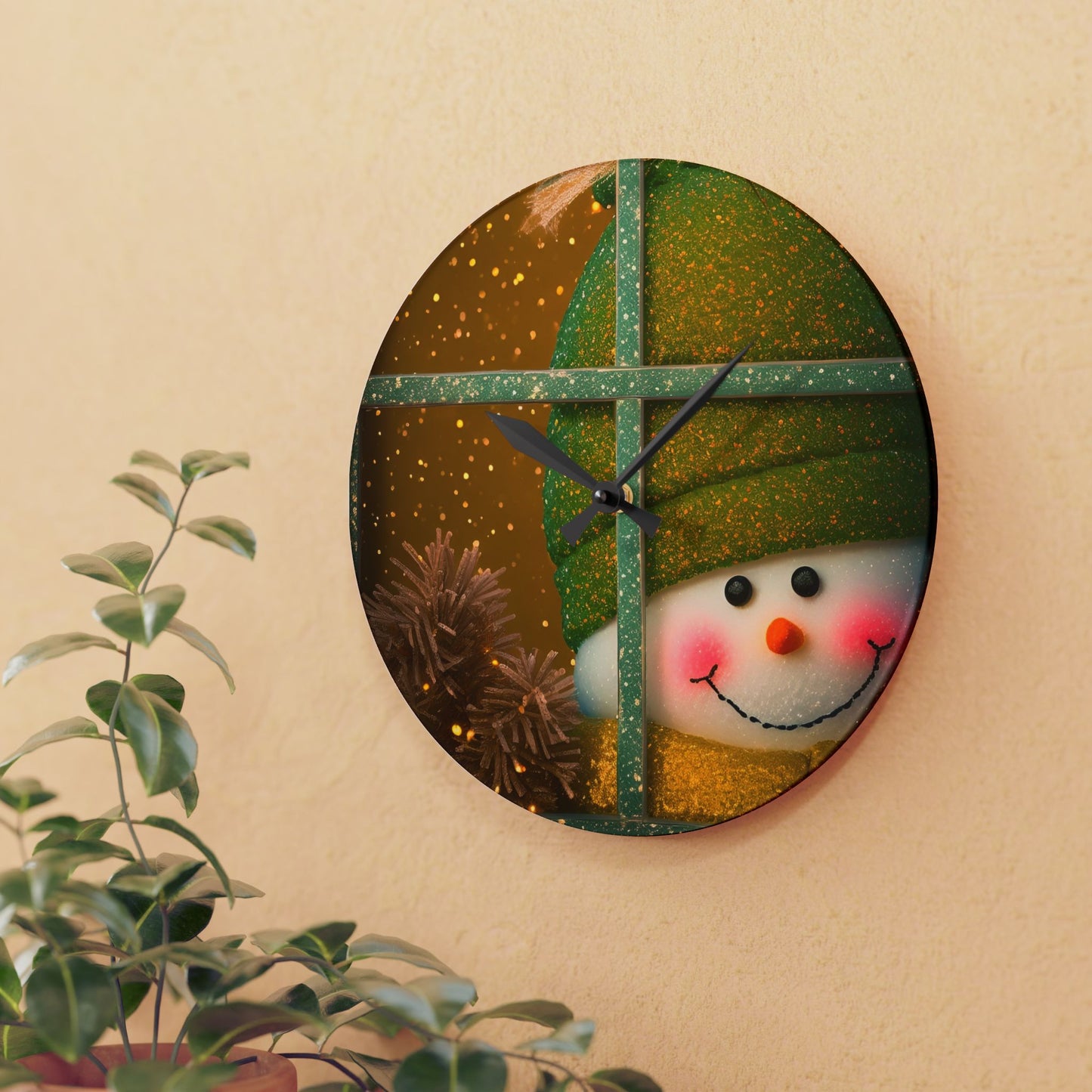 Peek A Boo Snowman Wall Clock (SP Photography Collection)