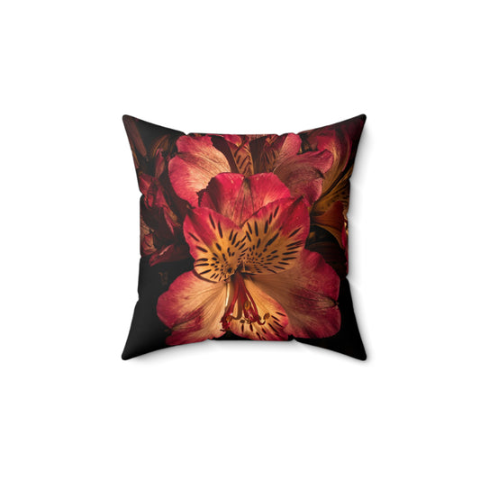 Pink Lily Polyester Square Pillow (SP Photography Collection) BLACK