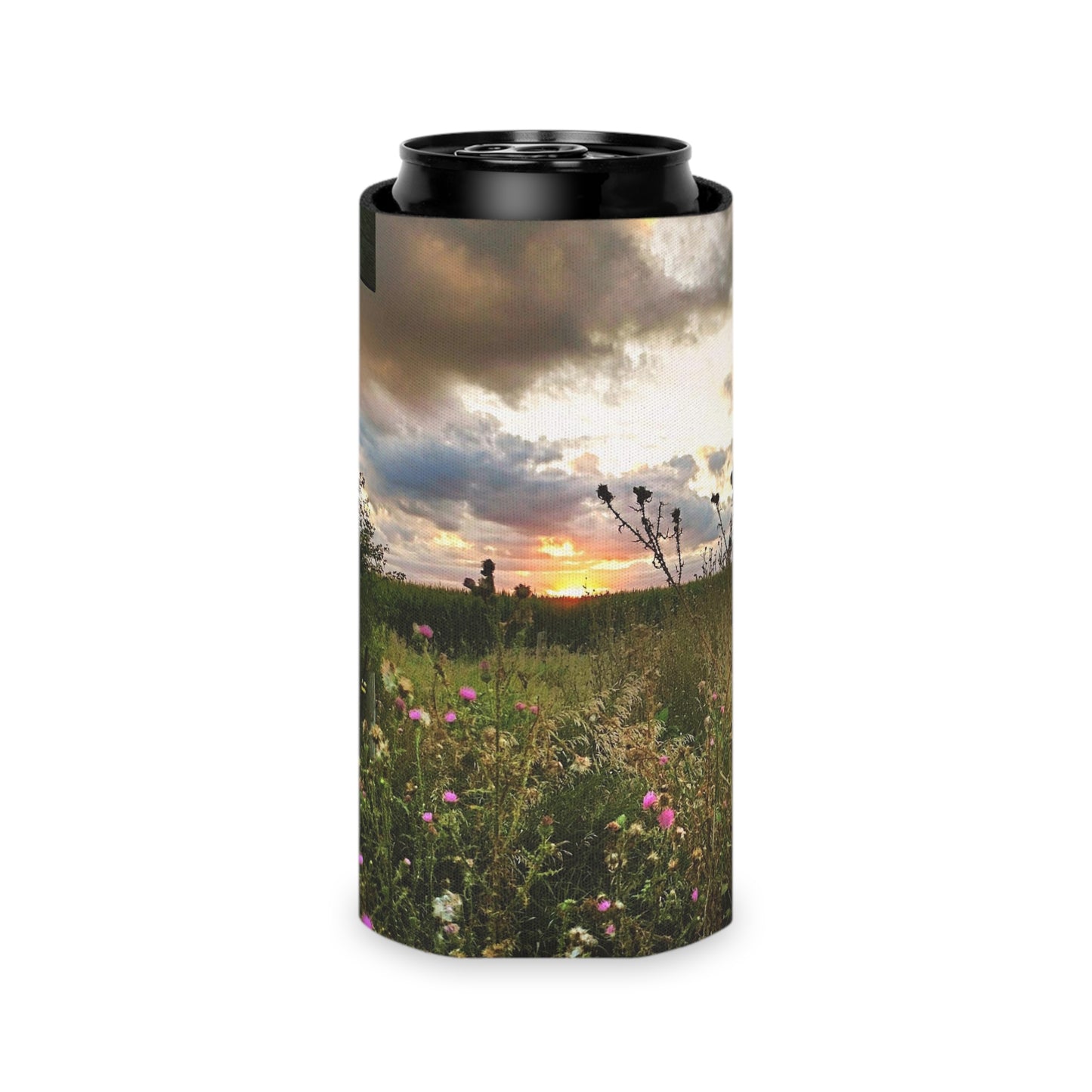 Cloudy Field Can Slim Cooler Sleeve (SP Photography Collection) PINK